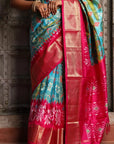 pink Pochampally Ikat Silk Saree