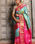 Blue Pochampally Ikat Silk Saree