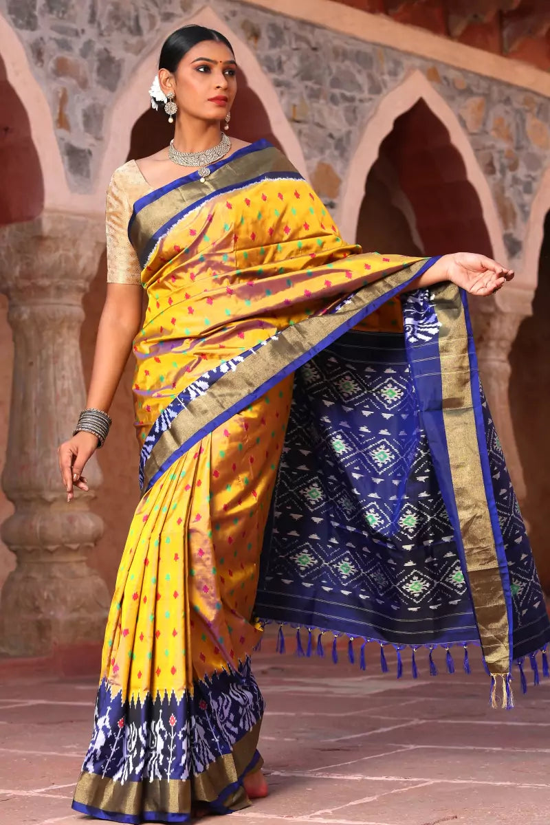 Buy Gazania Pochampally Ikat Silk Saree House Of Elegance