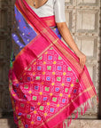 Magenta Pochampally Ikat Silk Saree