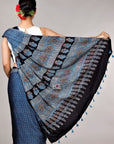 Indigo Ajrakh Modal silk Saree