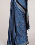 Indigo Modal silk Ajrakh Saree