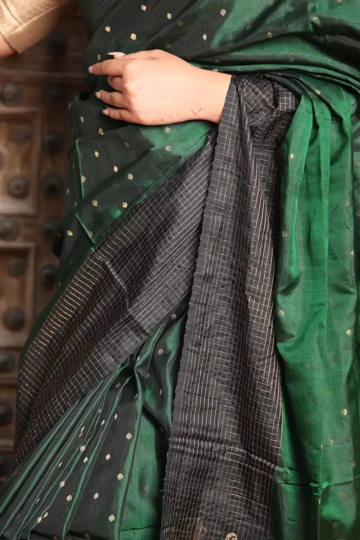 Green Black Kanjivaram Silk Saree