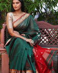 Green Maheshwari Cotton Silk Saree