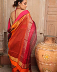 Maroon Stripe Maheshwari Cotton Silk Saree