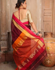 Maroon Maheshwari Saree