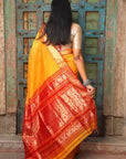 Red Pally Yellow Maheshwari Cotton Silk Saree