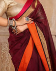 Maroon Maheshwari SiCo Saree