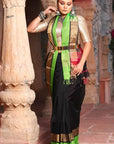 Black Maheshwari Cotton Silk Saree