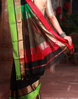 Traditional Black Maheshwari Cotton Silk Saree