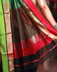Double Border Black Maheshwari Cotton Silk Saree