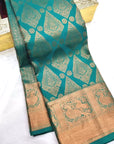Blue Handloom Kanjivaram silk Zari Saree