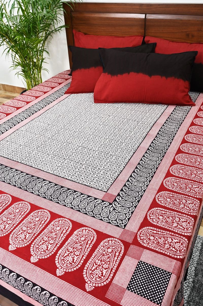 Black Bagh Block Print Cotton Bedsheet