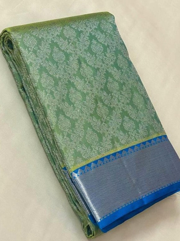 Icy Green Pure Zari Mulberry Silk Kanjivaram Saree