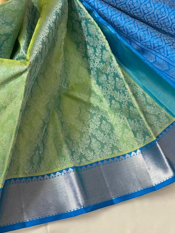 Icy Green Pure Zari Mulberry Silk Kanjivaram Saree