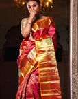 Sunset Magenta Pure Zari Mulberry Silk Kanjivaram Saree