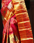 Sunset Magenta Pure Zari Mulberry Silk Kanjivaram Saree