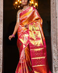 Yellow Blush Pure Zari Mulberry Silk Kanjivaram Saree