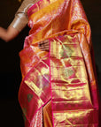 Yellow Blush Pure Zari Mulberry Silk Kanjivaram Saree