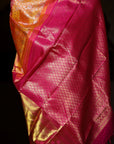 Yellow Blush Pure Zari Mulberry Silk Kanjivaram Saree