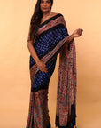 Bandhej Ajrakh Modal Silk Saree