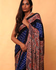 Blue Bandhej Modal Silk Ajrakh Saree