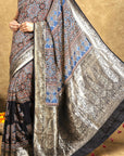 Minkundi Marigold Ajrakh Dola Silk Saree