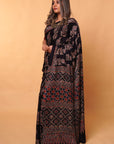 Black Ajrakh Modal Silk Saree