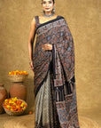 Black Modal Silk Ajrakh Saree