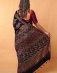 Black Ajrakh Saree