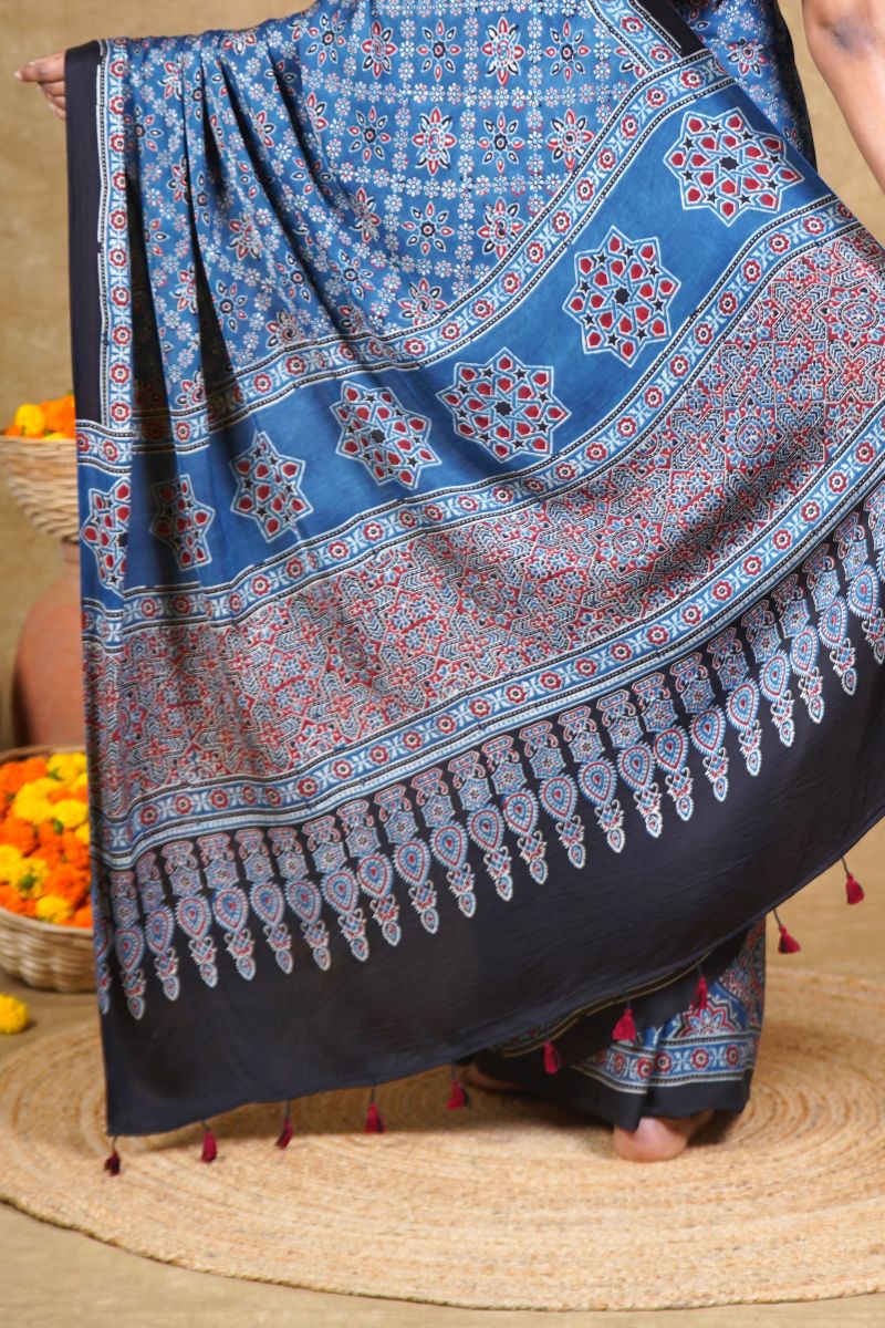 Modal Silk Ajrakh Saree