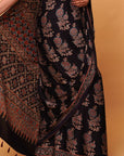 Black Ajrakh Modal Silk Saree