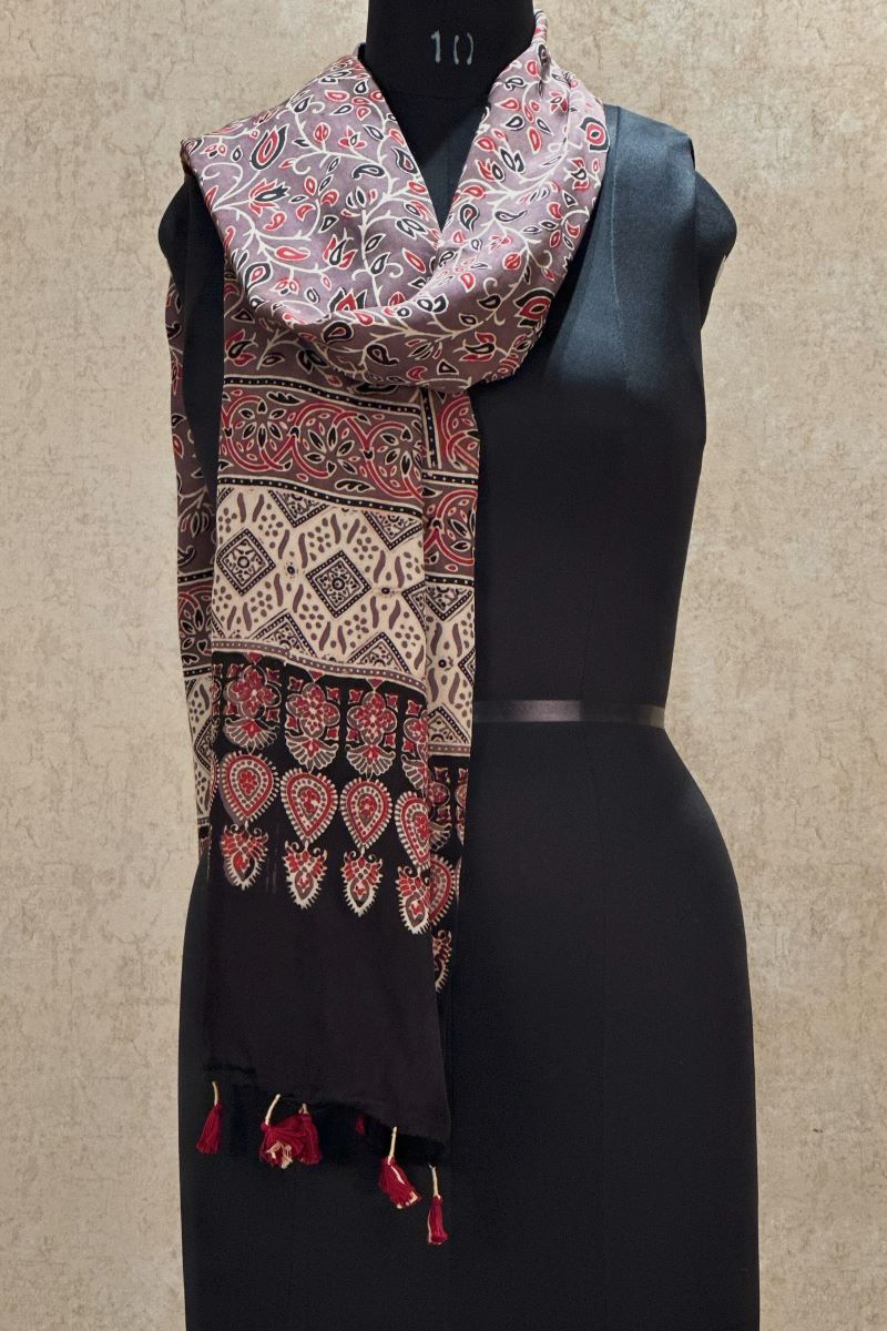 Ajrakh Modal Silk Stole