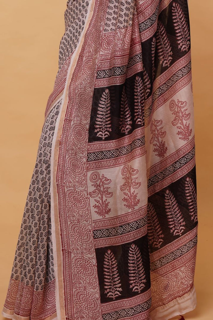 Hand Block Print Chanderi Silk Saree