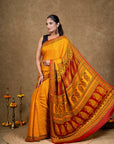 Yellow Buti Bagh Hand Block Printed Modal Silk Saree