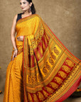 Yellow Bagh Hand Block Printed Modal Silk Saree