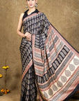 Black Bagh Hand Block Printed Modal Silk Saree