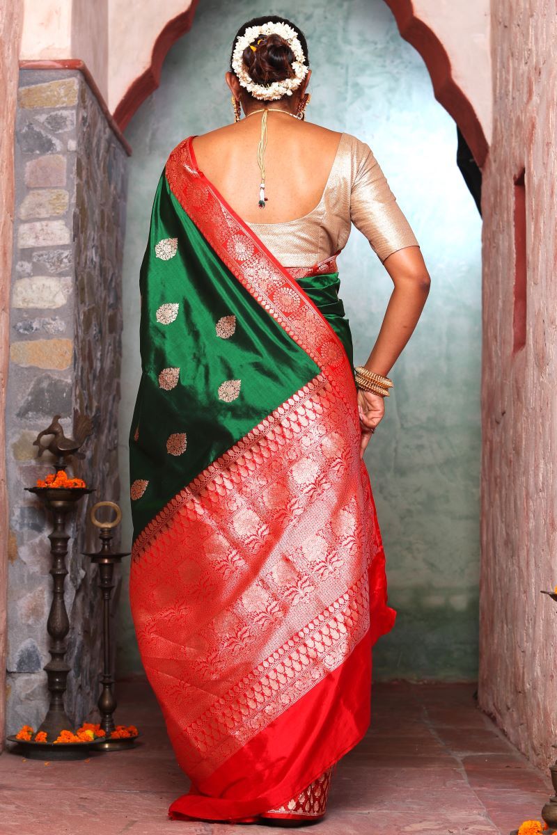 Green Banarasi Katan Silk Saree