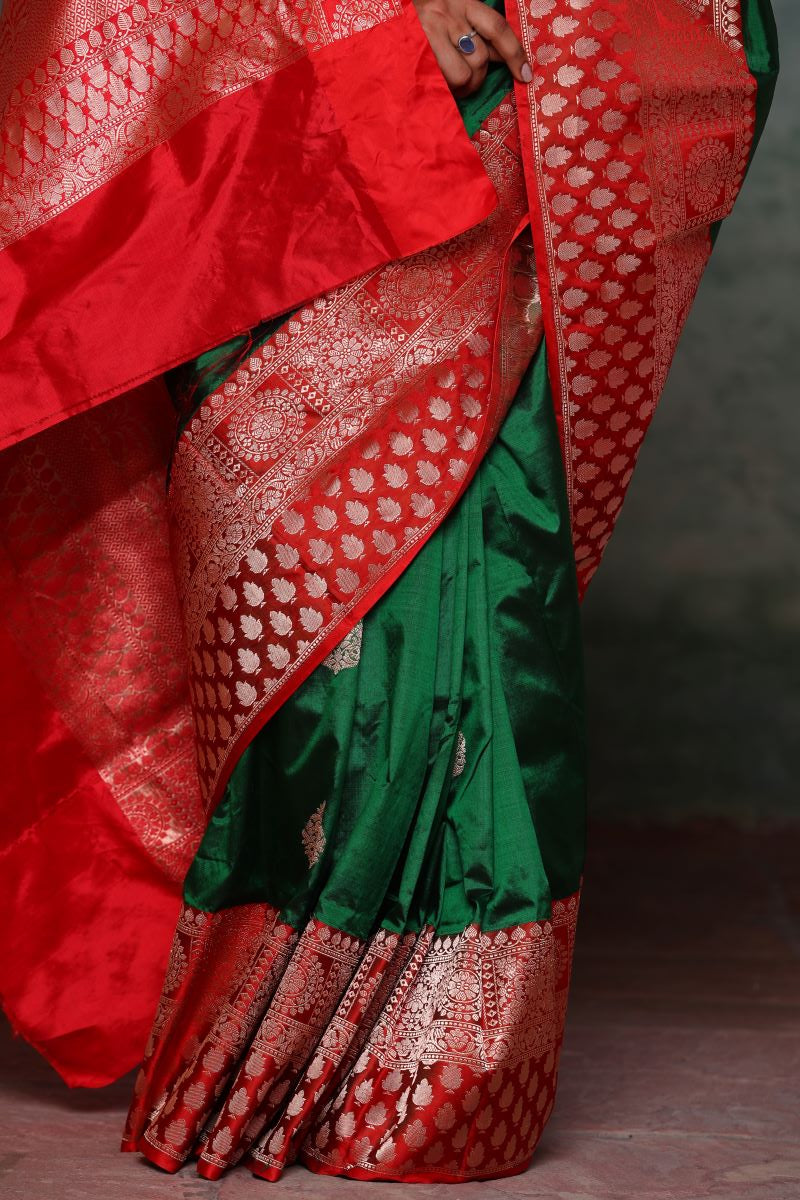 Holy Green Banarasi Katan Silk Saree