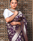 Silver Zari ﻿Banarasi Katan Silk Saree