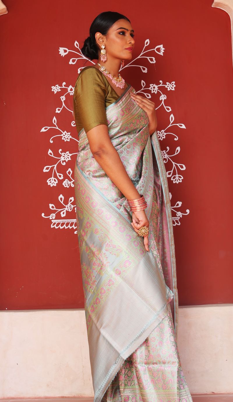 Hnadwoven Banarasi Tanchoi Silk Saree