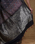 Black Dola Silk Ajrakh Saree