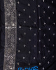 Black Flora Ajrakh Dola Silk Saree