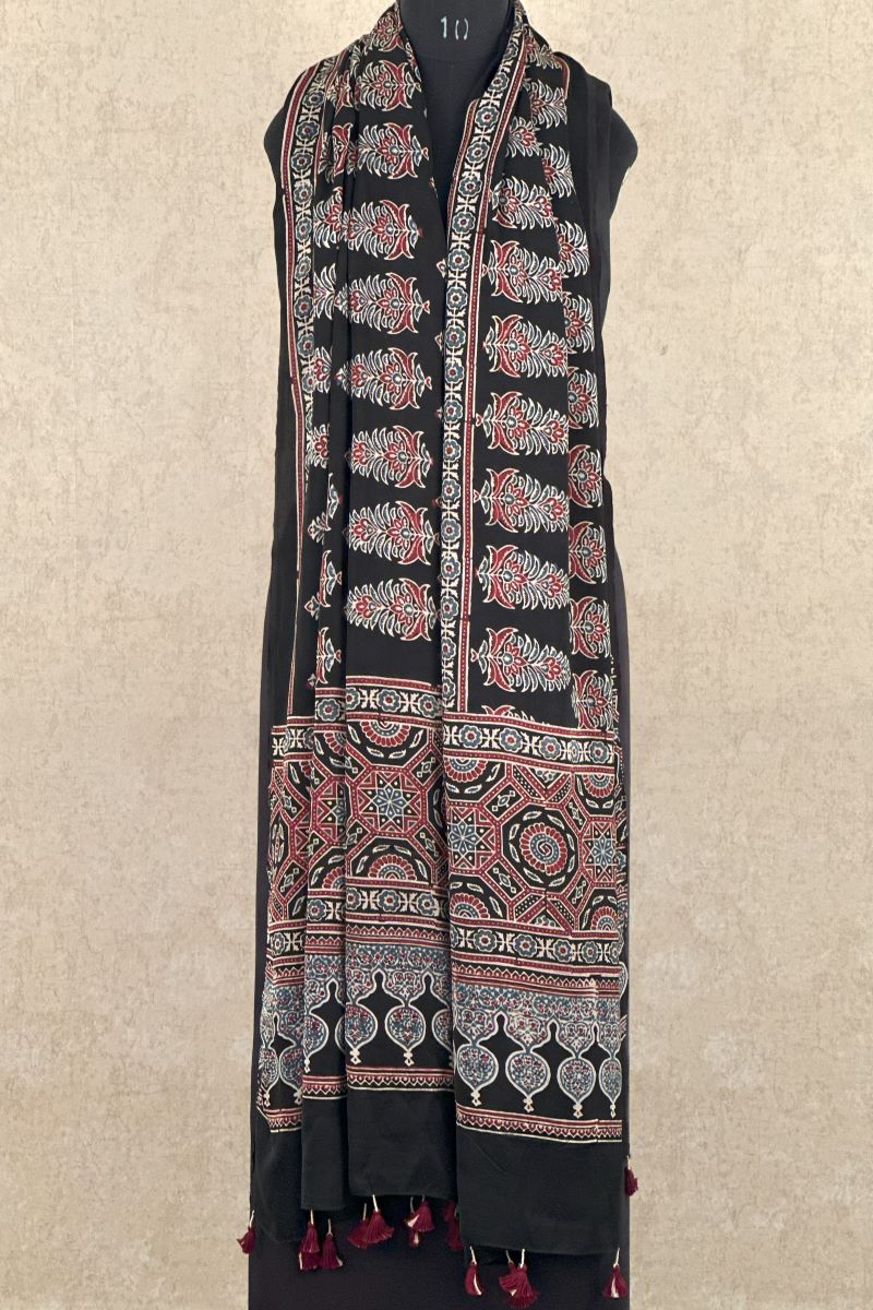 Ajrakh Modal Silk Dupatta