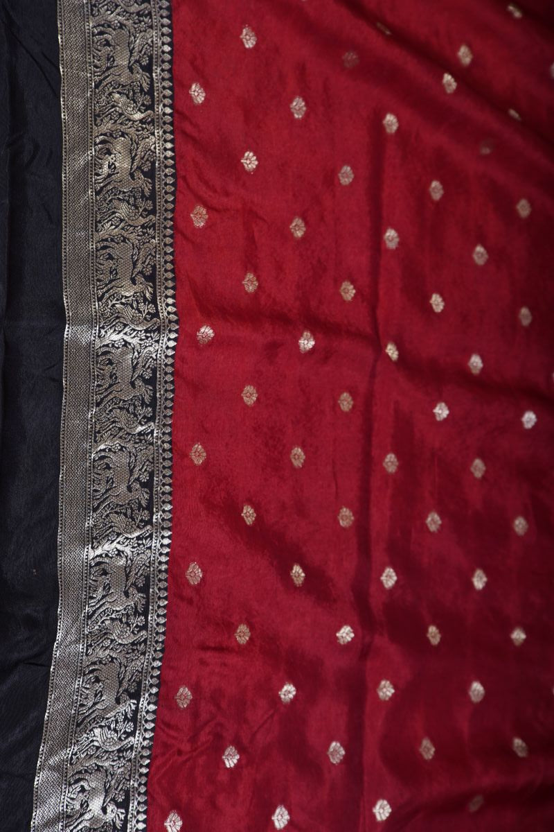 Crimson String Dola Silk Ajrakh Saree