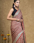 Red Bagh Hand Block Printed Modal Silk Saree