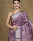 Raspberry Teal Zari Tussar Silk Banarasi Saree