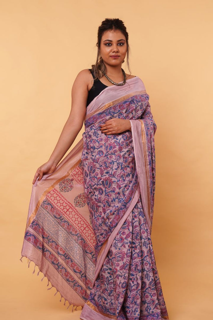 Dabu Hand Block Print Saree