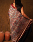 Maroon Ajrakh Modal Silk Saree