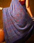 Indigo Stria Ajrakh Modal Silk Saree